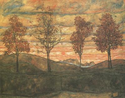 Egon Schiele Four Trees (mk12) china oil painting image